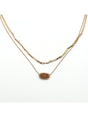 Kendra Scott Elisa Rose Gold Multi Strand Necklace With Rose Gold Drusy